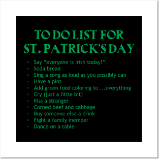 To Do List for St. Patrick's Day (green) Posters and Art